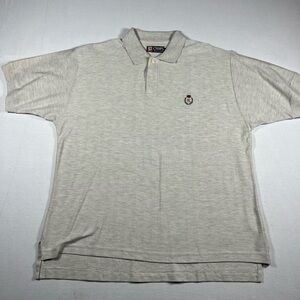 Vintage Chaps Ralph Lauren Gray Oatmeal Polo Shirt Crest Logo Men Size XL